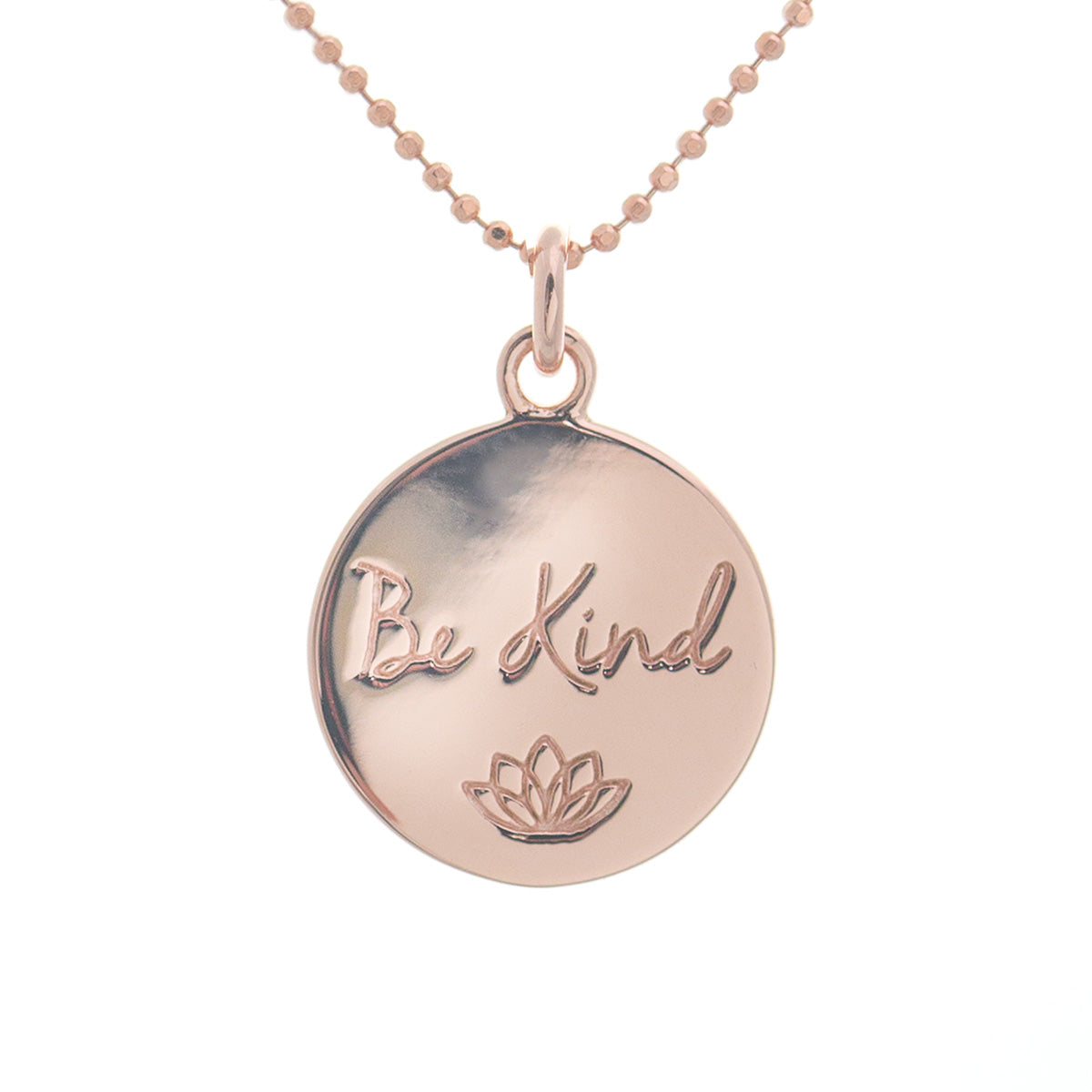 Mantra Jewellery Be Kind Disc Necklace in Rose Gold
