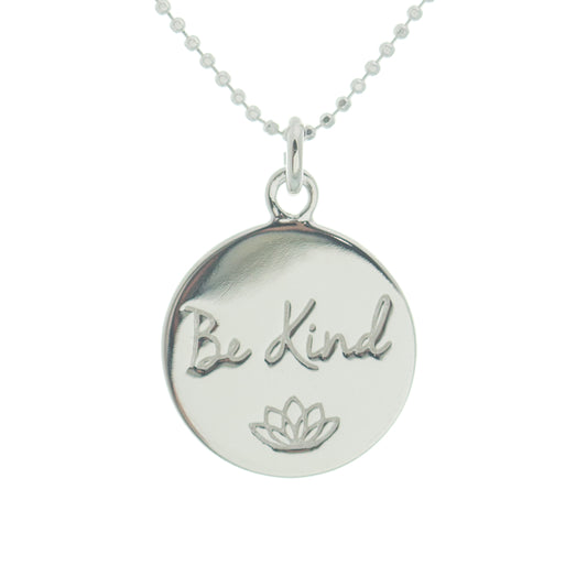 Mantra Jewellery Be Kind Disc Necklace in Sterling Silver
