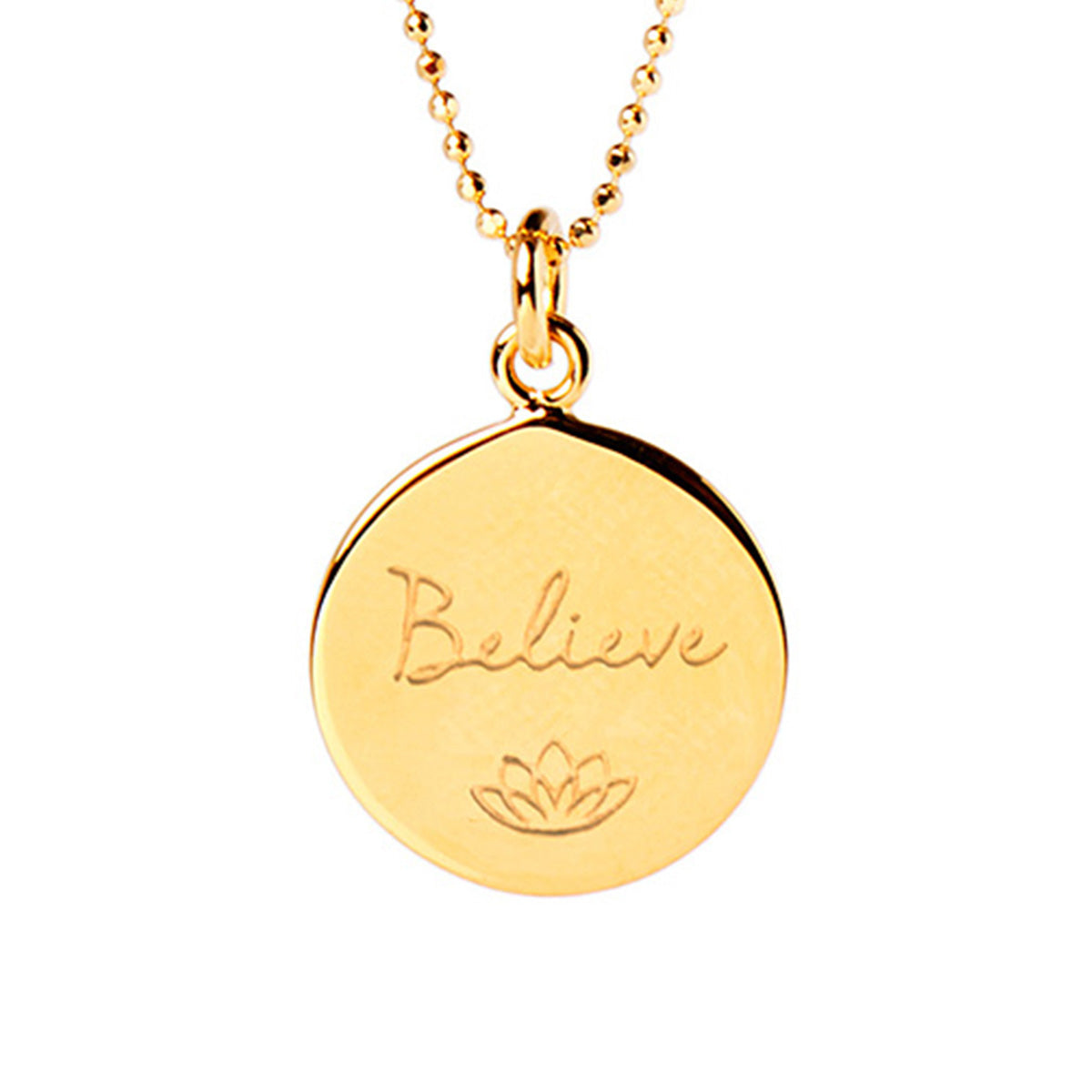 Mantra Jewellery Believe Disc Necklace in Gold