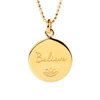 Believe Disc Necklace in Gold