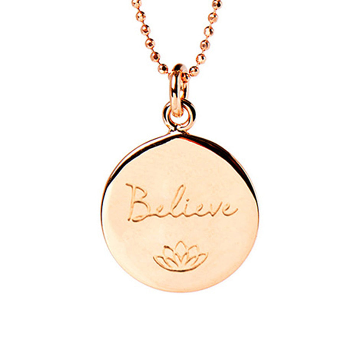 Mantra Jewellery Believe Disc Necklace in Rose Gold