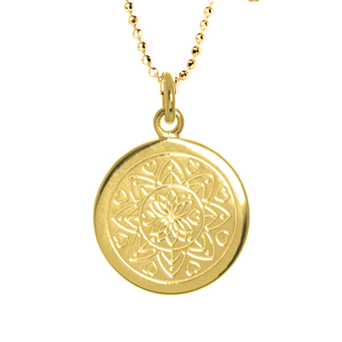 Mantra Jewellery Love Mandala Disc Necklace in Gold