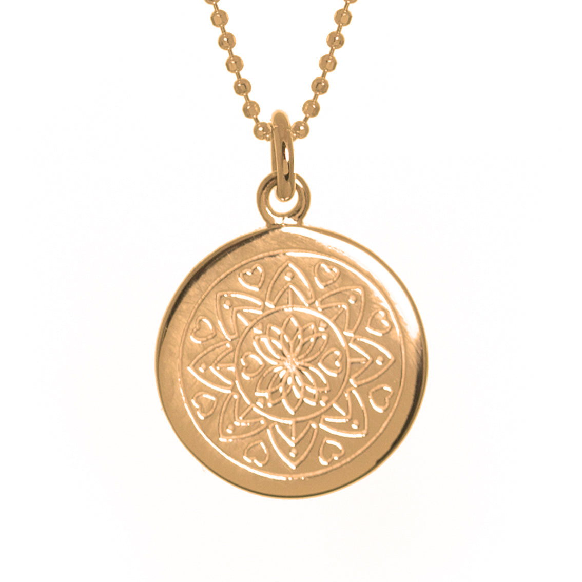 Mantra Jewellery Love Mandala Disc Necklace in Rose Gold P14420C