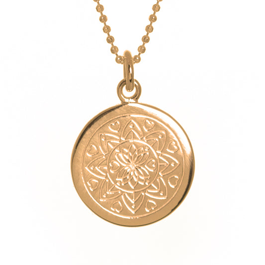 Mantra Jewellery Love Mandala Disc Necklace in Rose Gold