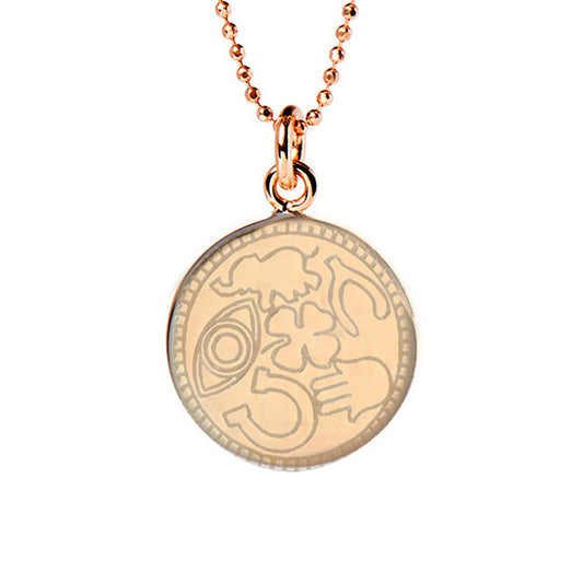 Mantra Jewellery Lucky Symbols Disc Necklace in Rose Gold