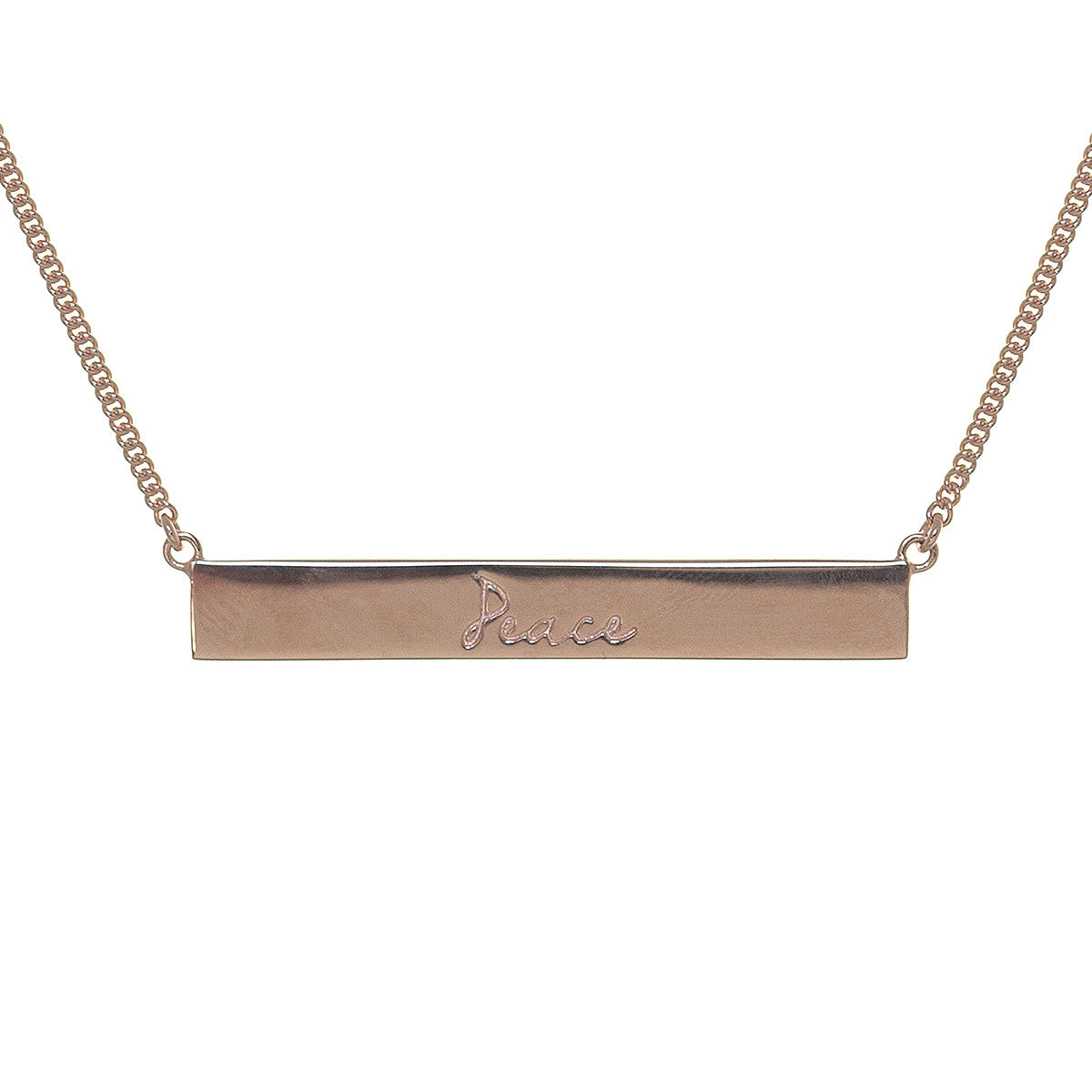 Mantra Jewellery Peace Bar Necklace in Rose Gold