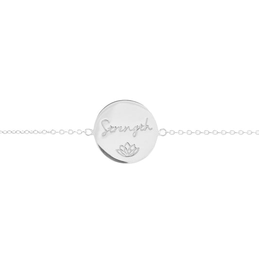 Mantra Jewellery Strength Disc Bracelet in Sterling Silver 