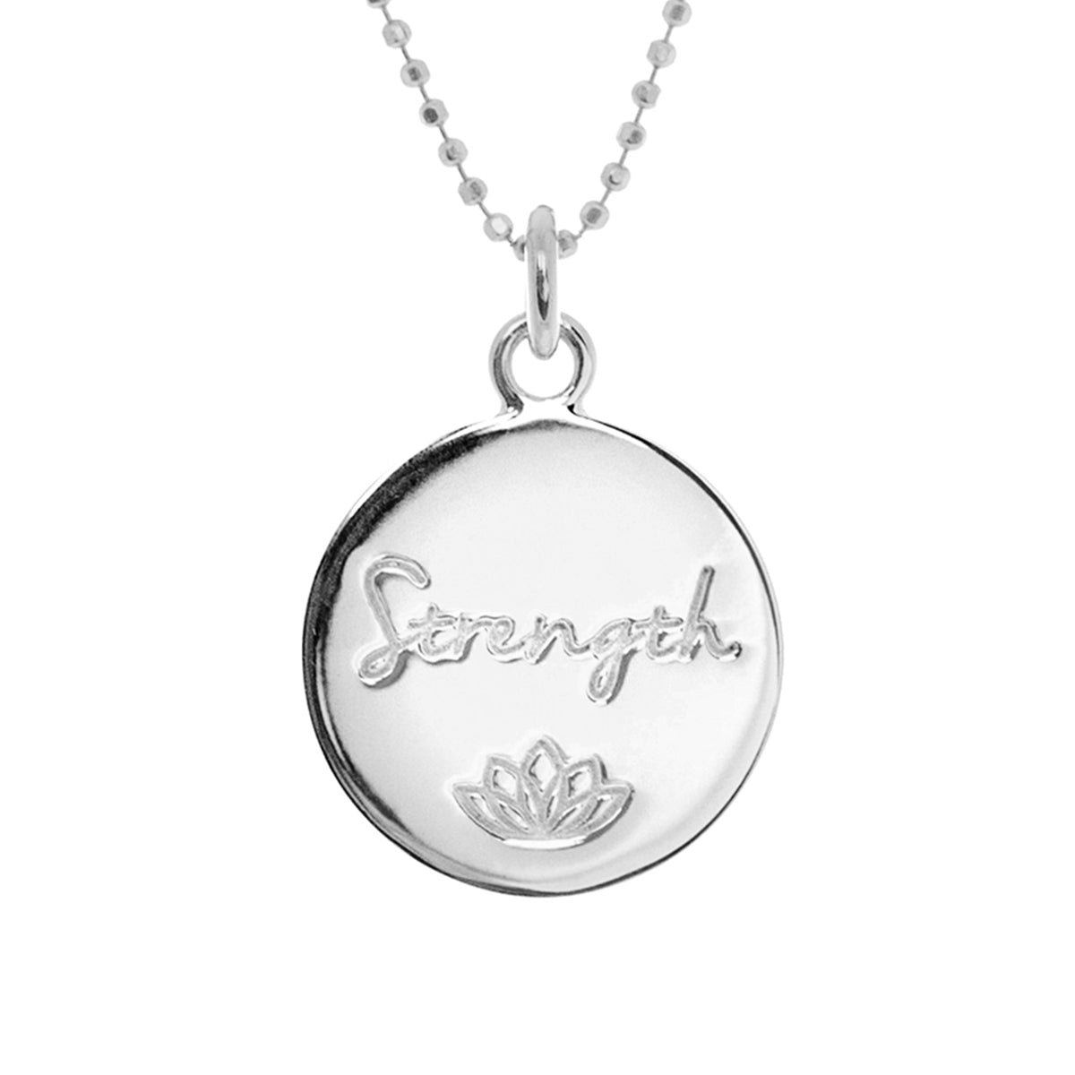 Mantra Jewellery Strength Disc Necklace in Sterling Silver
