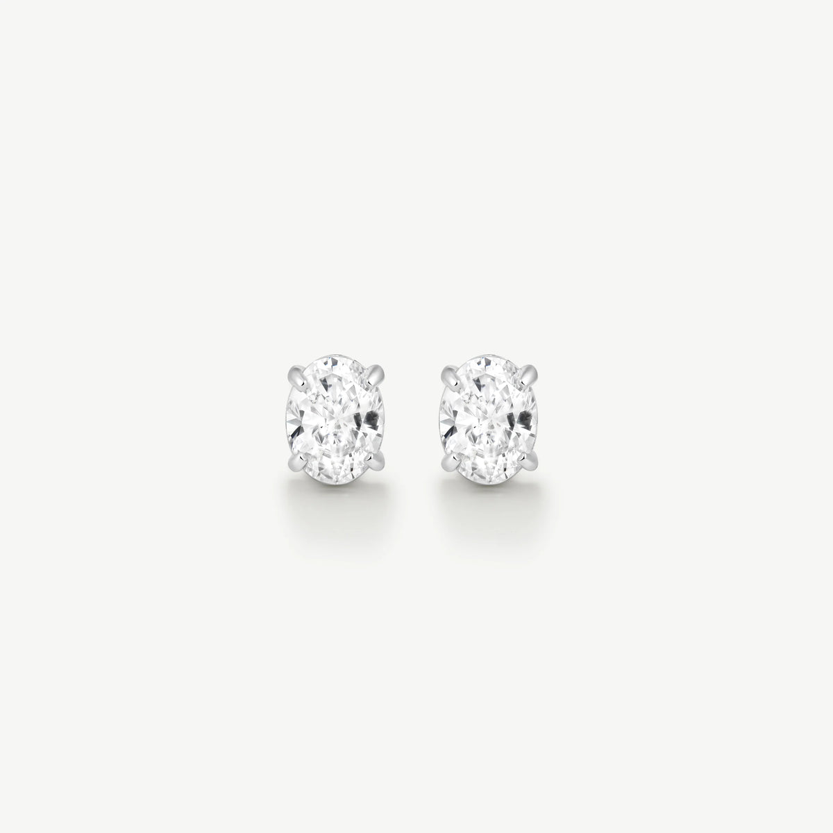 D.LOUISE Silver Classic Oval Solitaire Stud Earrings