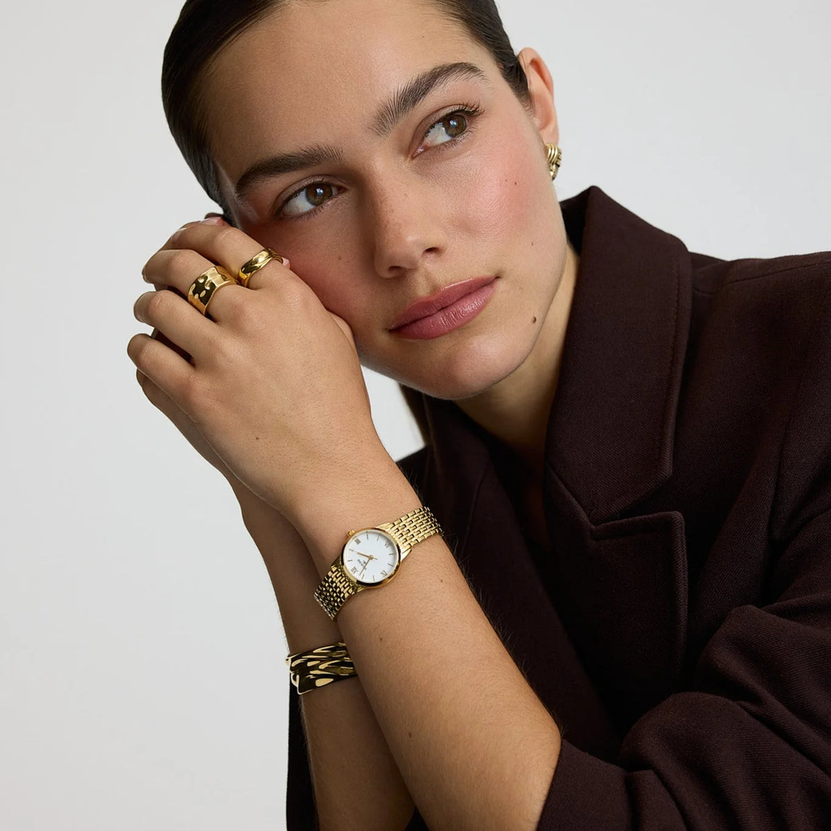 D.LOUISE Classic Link Round Gold Watch