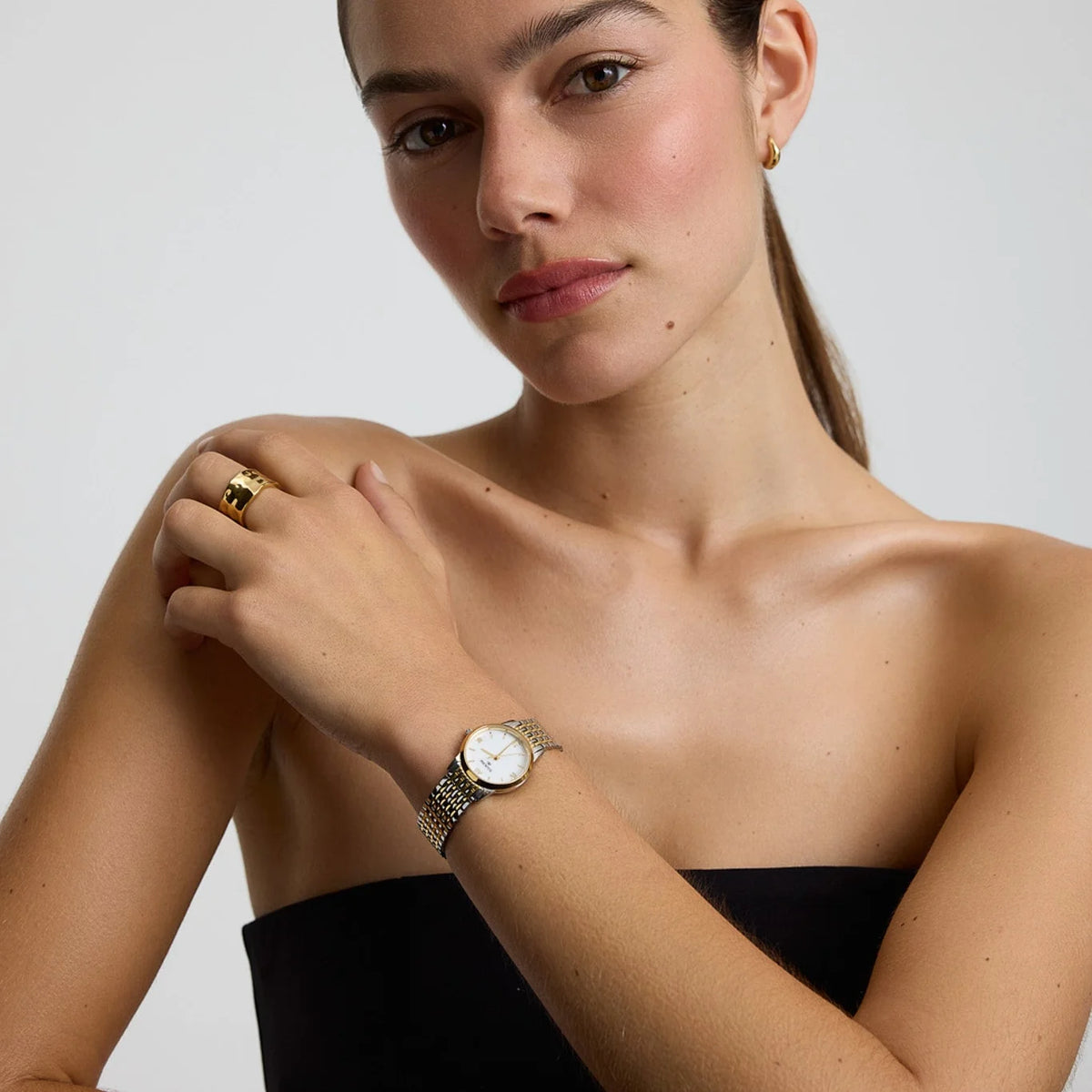 D.LOUISE Classic Link Round Bi-Metal Watch