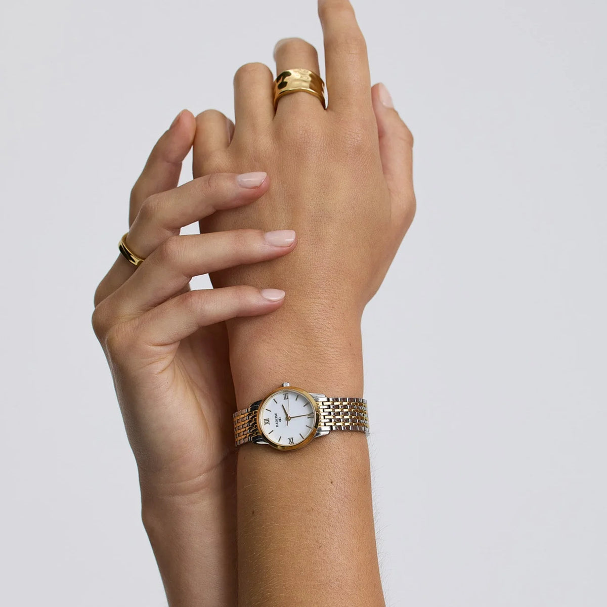 D.LOUISE Classic Link Round Bi-Metal Watch