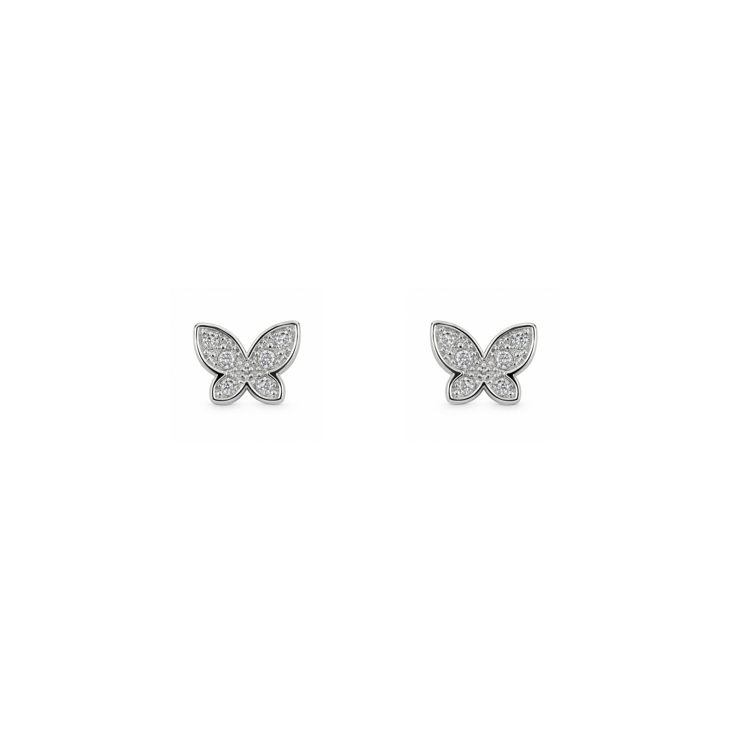 Silver & CZ Pave Butterfly Stud Earrings