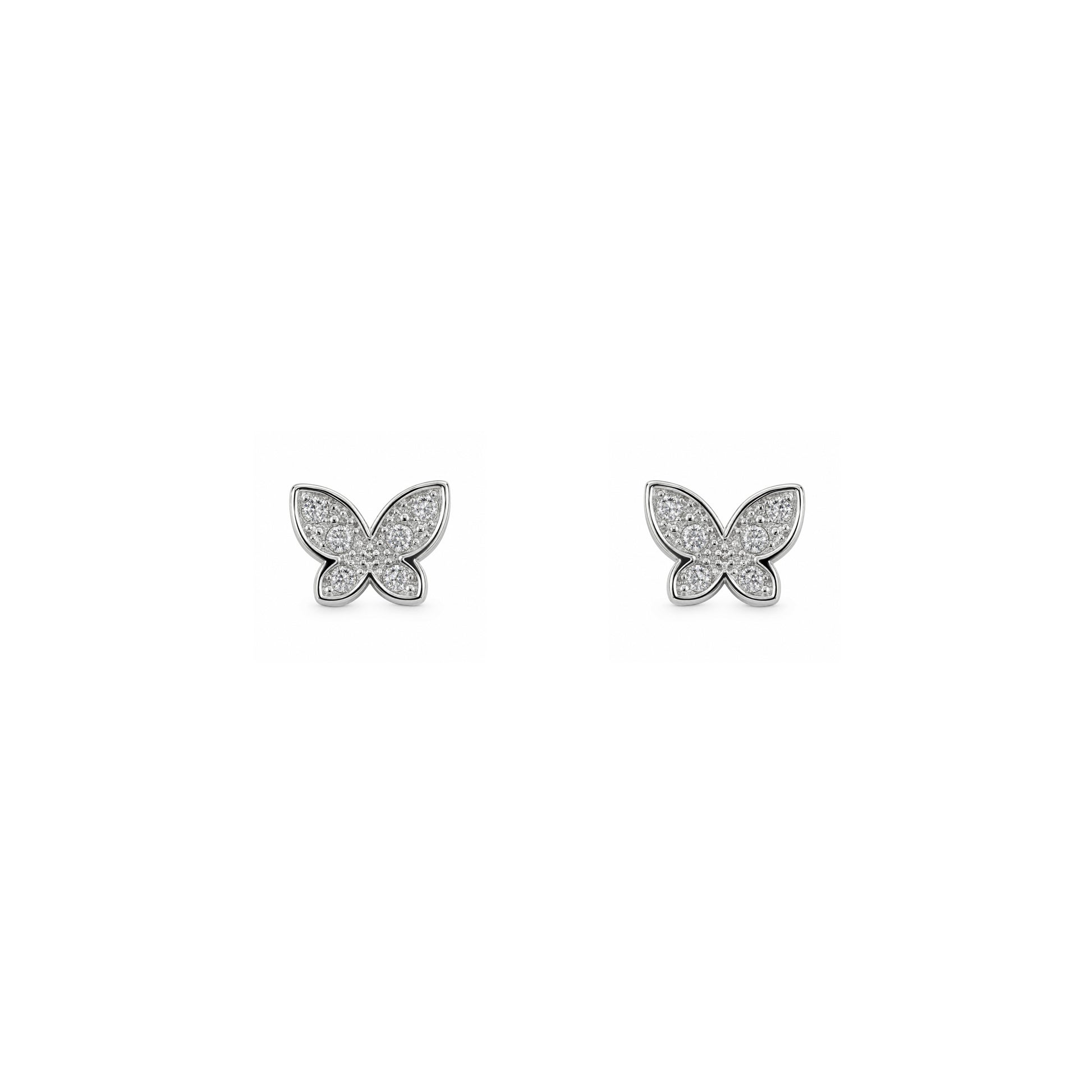 Grace & Co Silver & CZ Pave Butterfly Stud Earrings