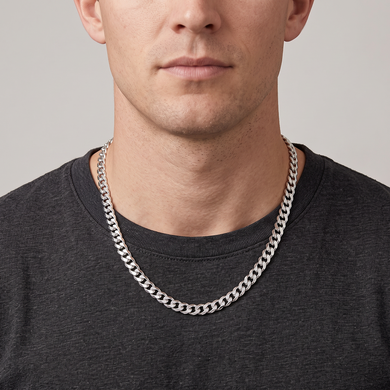 Men's Silver Diamond-Cut Curb Link Chain Necklace