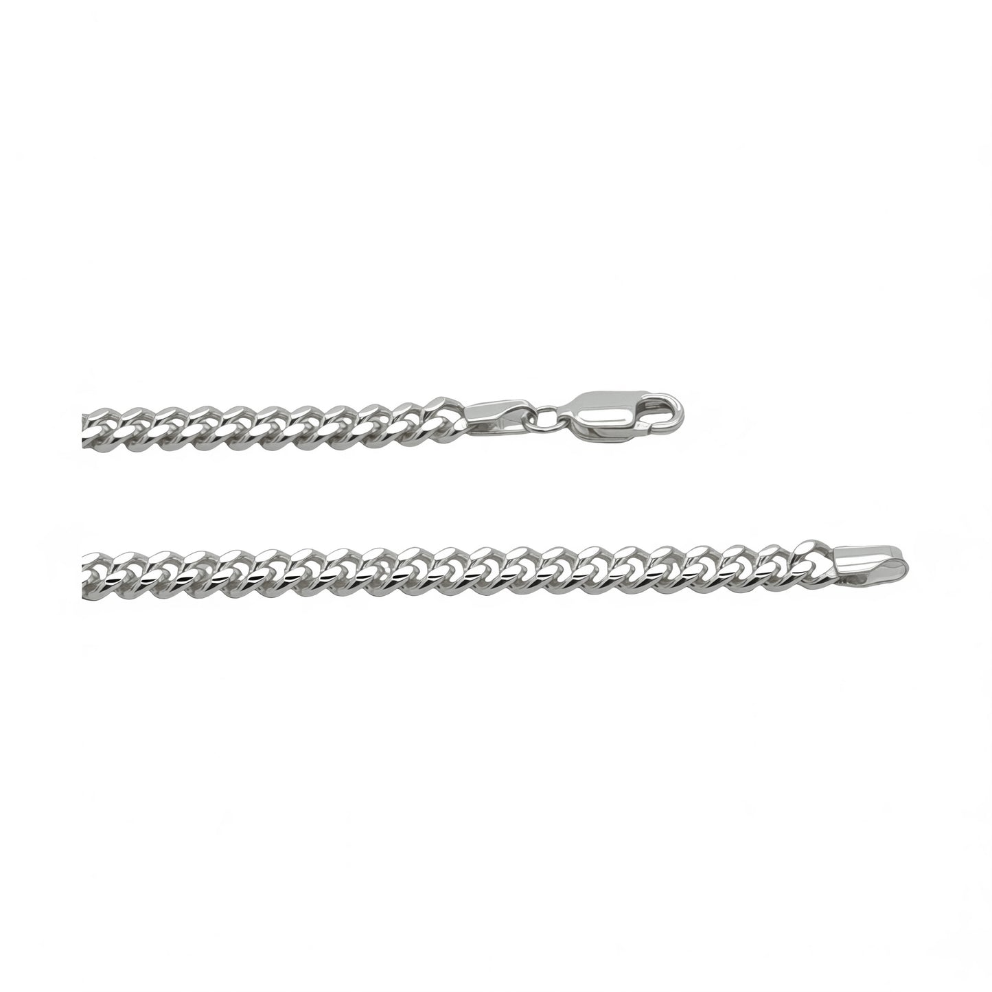 Men's Silver Slim Diamond-Cut 4 mm Curb Link Chain Necklace, 55cm