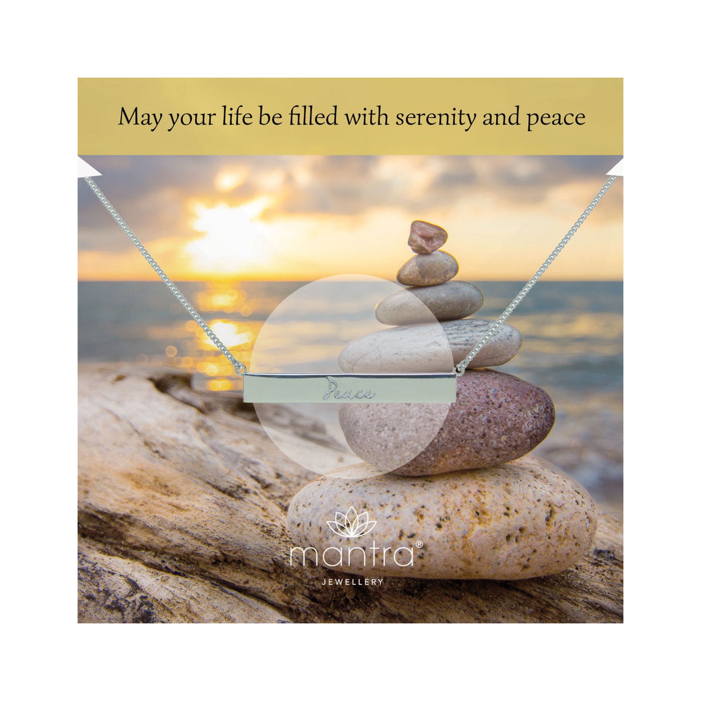 Peace Bar Necklace in Silver