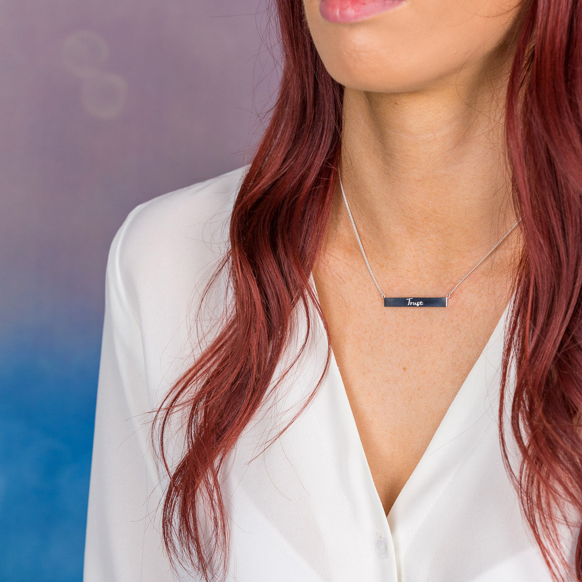Trust Bar Necklace in Silver