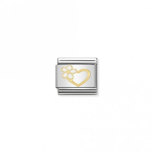 Nomination Classic Gold Heart with Flower Love & Hearts Charm