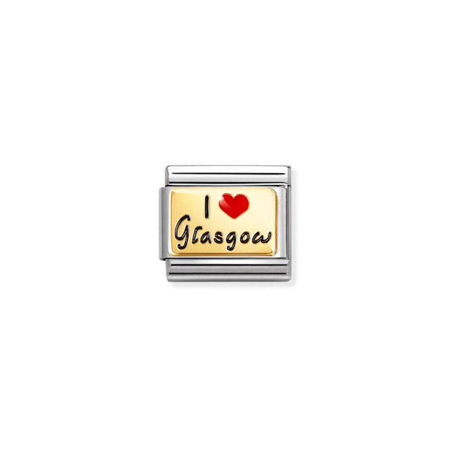 Nomination Classic Gold and Enamel I Love Glasgow Travel Charms