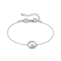 Dreams Beats Circle Bracelet in Silver with CZ