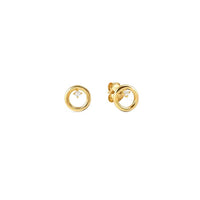 Dreams Beats Circle Earrings in Gold with CZ