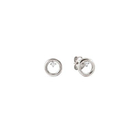 Dreams Beats Circle Earrings in Silver with CZ