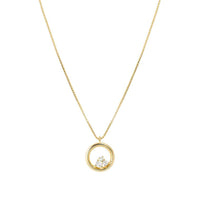 Dreams Beats Circle Pendant Necklace in Gold with CZ