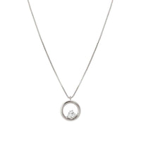 Dreams Beats Circle Pendant Necklace in Silver with CZ