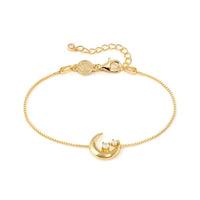 Dreams Beats Moon Bracelet in Gold with CZ