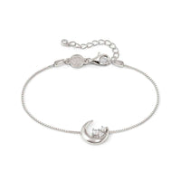 Dreams Beats Moon Bracelet in Silver with CZ