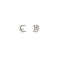 Dreams Beats Moon Earrings in Silver with CZ