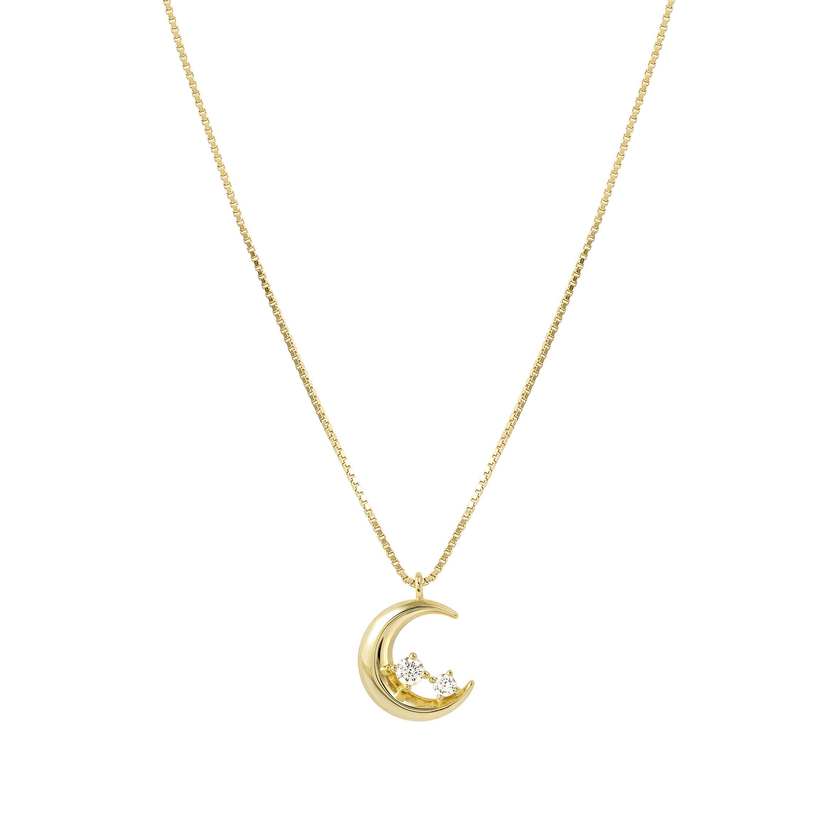 Nomination Dreams Beats Moon Pendant Necklace in Gold with CZ