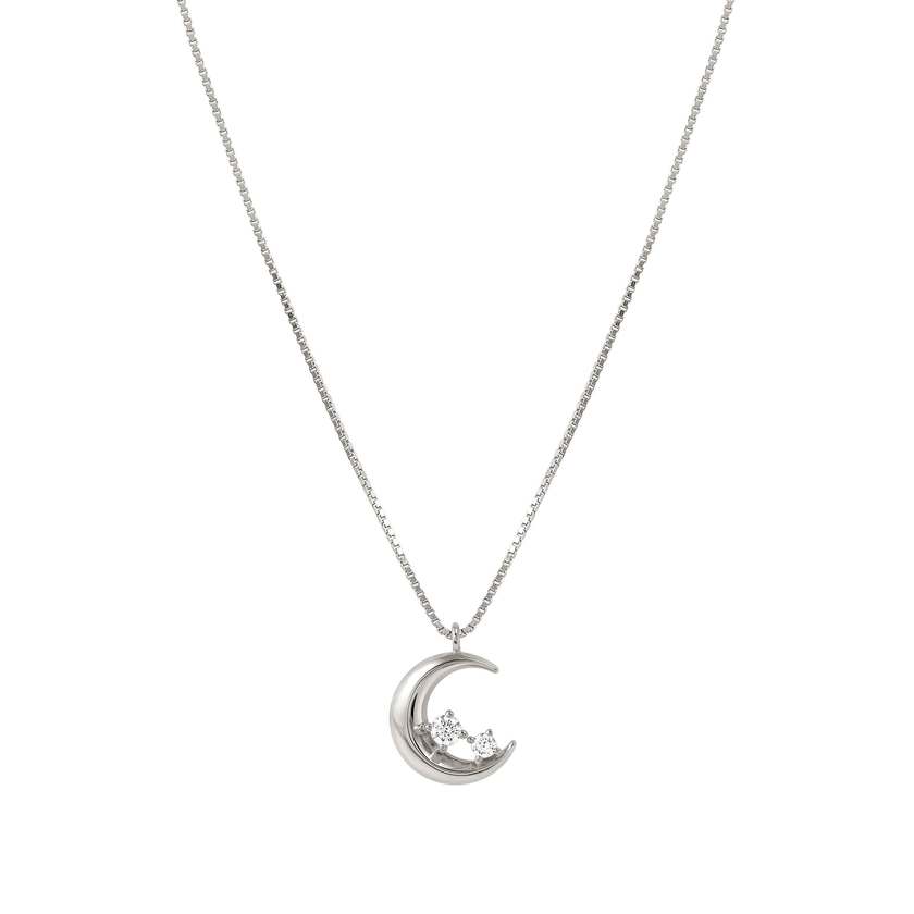 Nomination Dreams Beats Moon Pendant Necklace in Silver with CZ