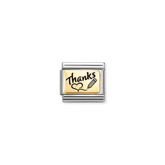 Nomination Gold Enamel Thanks with Heart Charms