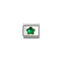 Classic Gold and Faceted CZ Green Flower & Nature Charms