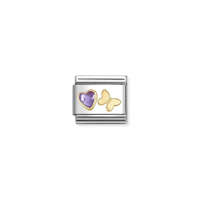 Nomination Gold Faceted CZ Purple Butterfly Charms