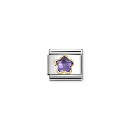 Nomination Gold Faceted CZ Purple Flower Charms