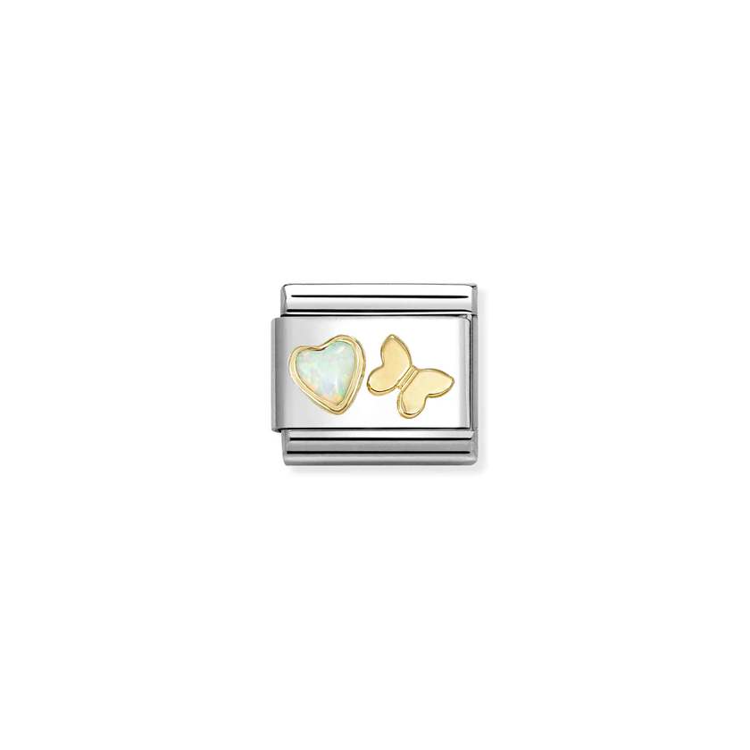 Nomination Classic Gold White Opal Stone Butterfly Animals & Pets Charms