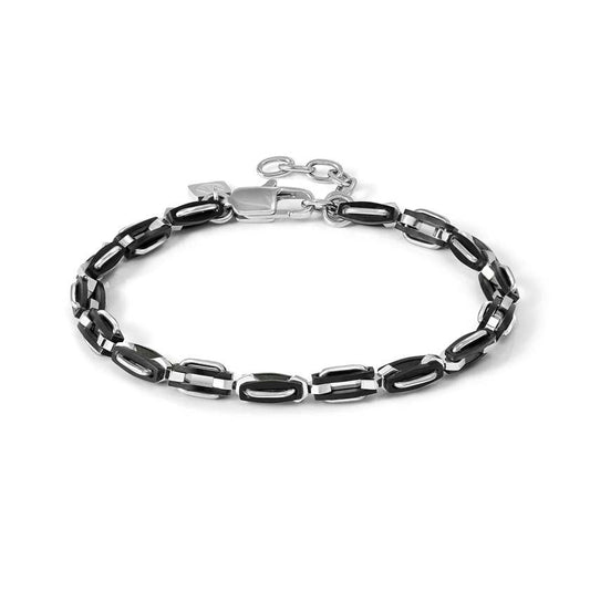 Nomination Manvision Polished & Satin-Finished Link Bracelet in Steel with Black