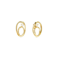 My Rebel Art Earrings in Gold with Oval CZ