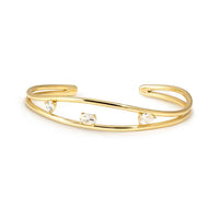 My Rebel Art Small Bangle in Gold with Oval CZ