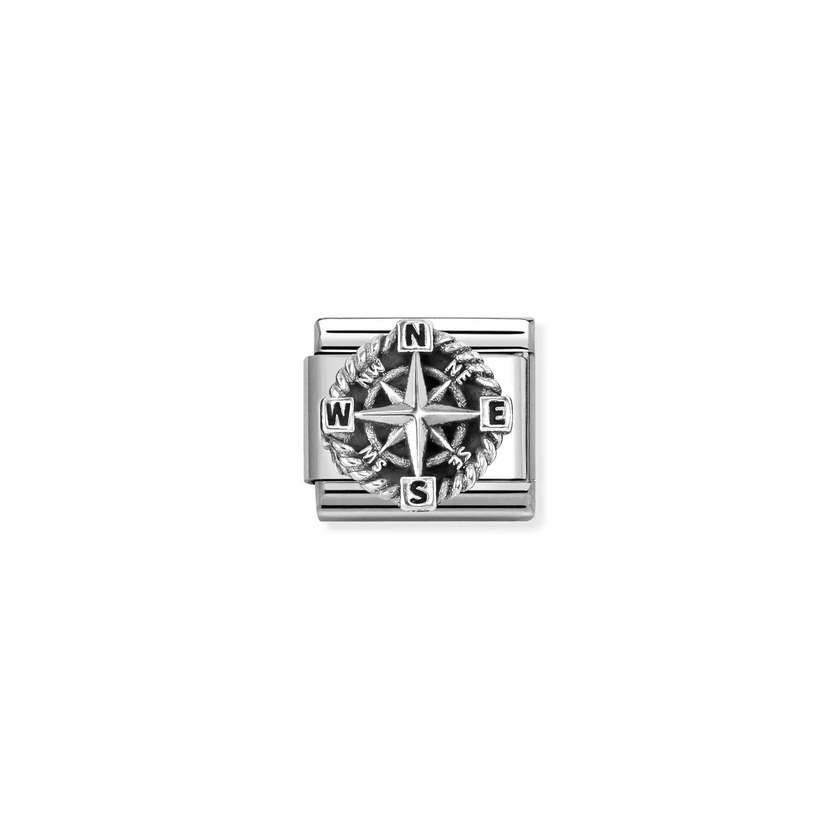 Nomination Oxidised Silver Compass Charms