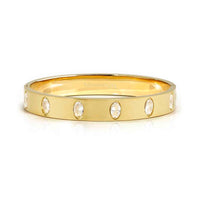 Pretty Bangles Satinshine Wide Bracelet in Gold with 6 White Oval CZ