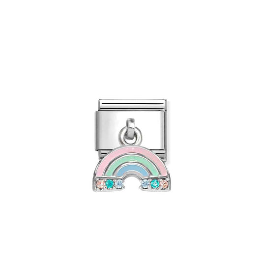 Nomination Silver CZ Enamel Pink & Blue Rainbow Pendant Charms