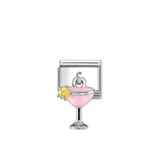 Nomination Silver CZ Enamel Pink & Yellow Cocktail Charms