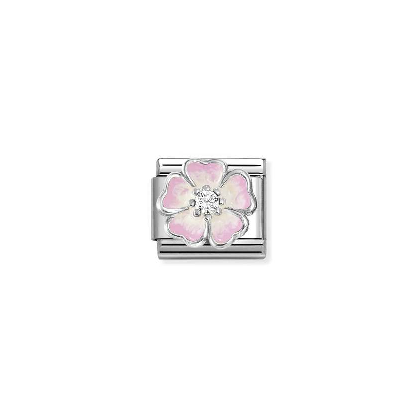 Nomination Silver CZ Enamel White & Pink Shaded Blossom Charms