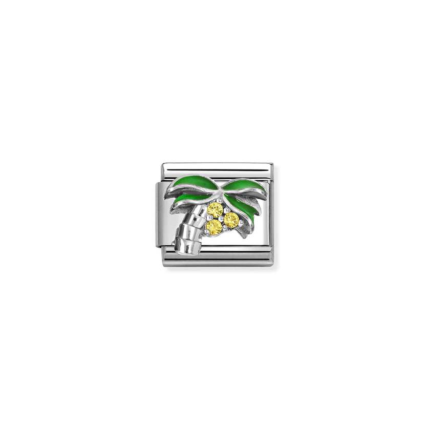 Nomination Silver CZ Enamel Yellow & Green Palm Tree Charms