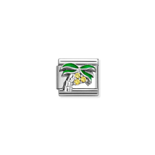 Nomination Silver CZ Enamel Yellow & Green Palm Tree Charms