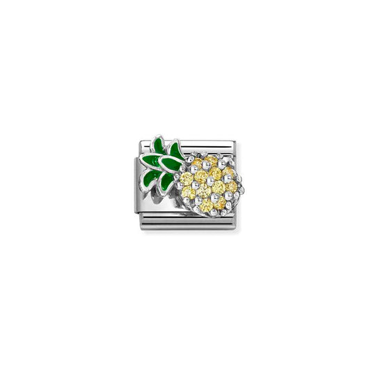 Nomination Silver CZ Enamel Yellow & Green Pineapple Charms
